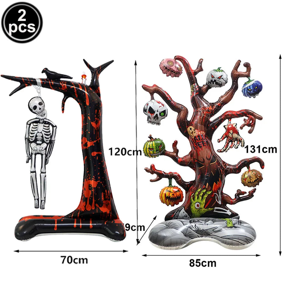 Halloween Standing Pumpkin Balloons Inflatable Pumpkin Aluminum Foil Balloon Halloween Indoor Outdoor Party Decorations Supplies
