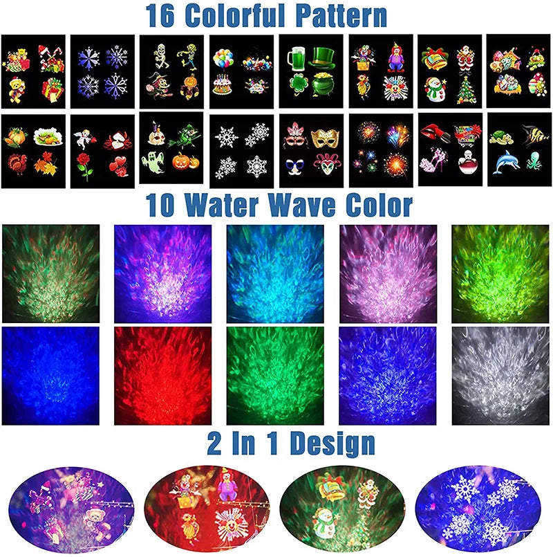 Halloween Christmas Projector Lights Outdoor, 2-in-1 Moving Pattern Landscape Lights,HD Effects Projection Light for Xmas Decor