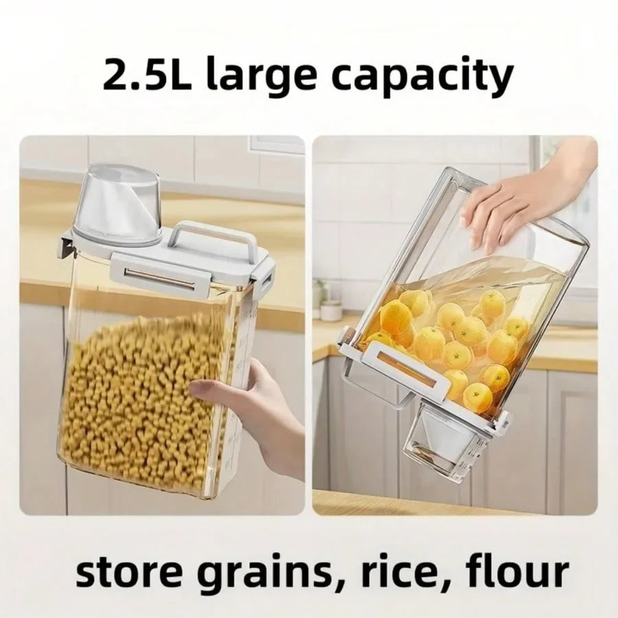 2.5L Airtight Food Storage Container with Lid – Moisture-Proof Box for Rice, Flour, Grains & Nuts
