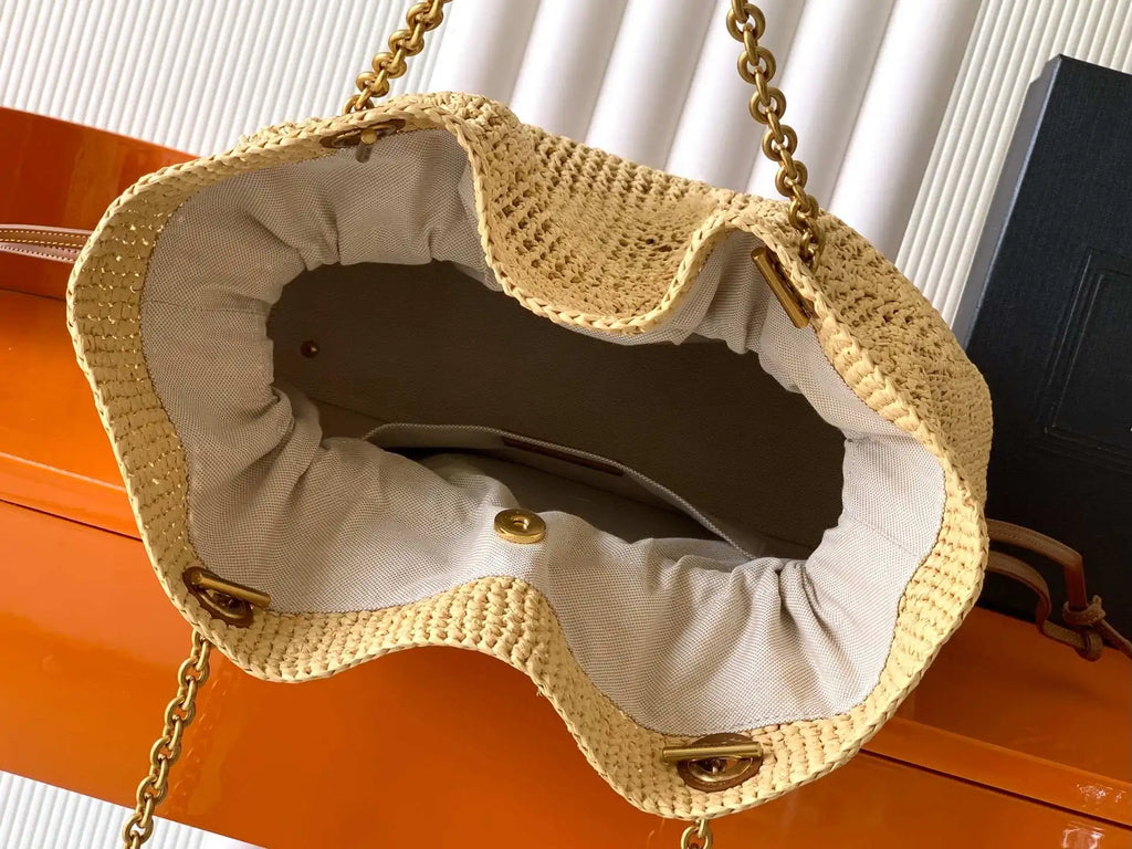 2026 Spring Summer Hot Sale New Fashion Beige Raffia Woven Bag, Versatile Large Capacity Tote for Shoulder & Hand Carry