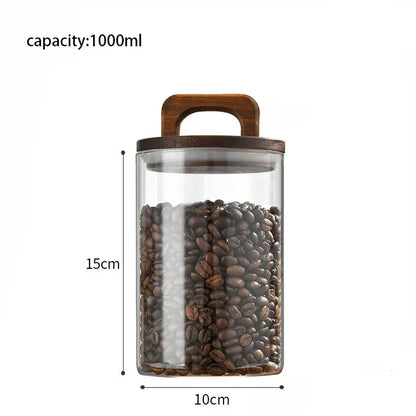 Clear Glass Food Storage Jar with Bamboo Lid – Airtight Canister for Tea, Coffee, Sugar & Spices