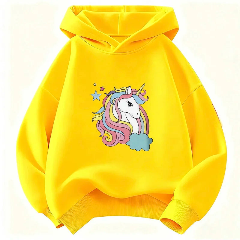 Kids' Rainbow Unicorn Hoodie Cute Unisex Pullover Sweatshirt for Boys & Girls