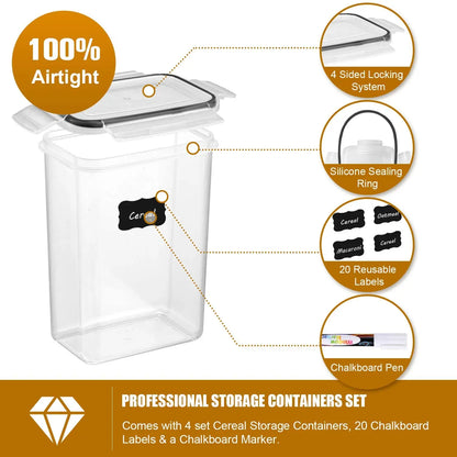 7-Piece Airtight Food Storage Container Set – BPA-Free Plastic Boxes with Labels & Marker