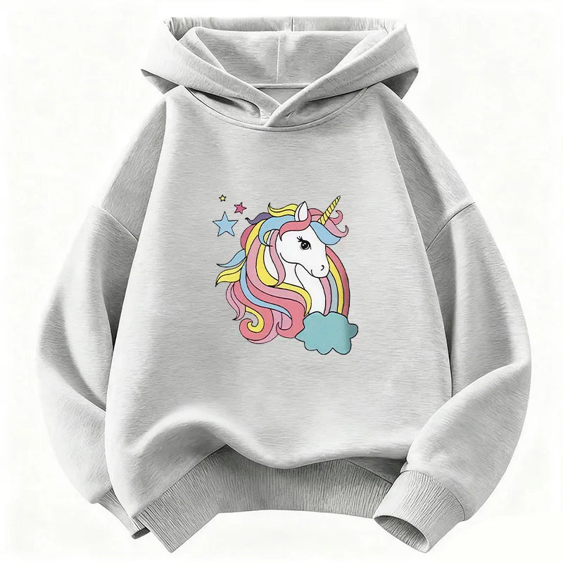 Kids' Rainbow Unicorn Hoodie Cute Unisex Pullover Sweatshirt for Boys & Girls