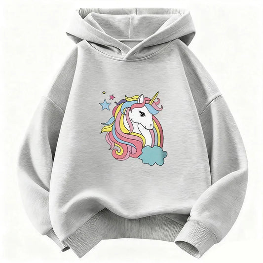 Kids' Rainbow Unicorn Hoodie Cute Unisex Pullover Sweatshirt for Boys & Girls
