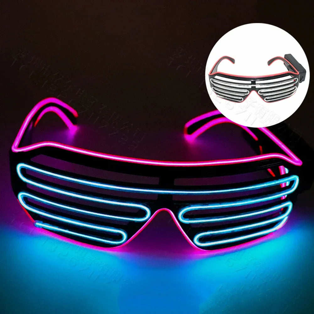 LED Wireless Glow-in-the-dark Glasses, Neon Twinkling Sunglasses, Suitable for Halloween, Christmas, Carnival Party