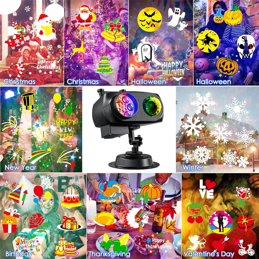 Ocean Wave Halloween Christmas Projector Light Outdoor 10 HD Holiday Slides Christmas Projectors Light Christmas Light Show