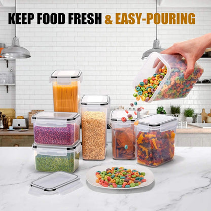 7-Piece Airtight Food Storage Container Set – BPA-Free Plastic Boxes with Labels & Marker