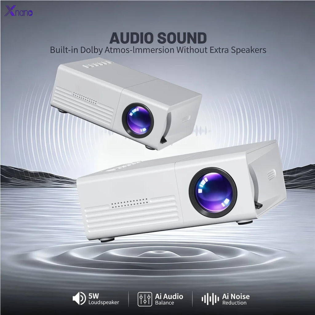 XNANO Q1 Portable Mini Projector, USB Wired Connection, AI Noise Reduction, 100-Inch Screen, Manual Focus, Keystone Correction, Low Latency, HD Home Theater, Gaming, Outdoor Movie Projector for the Bedroom, Travel, and Campin