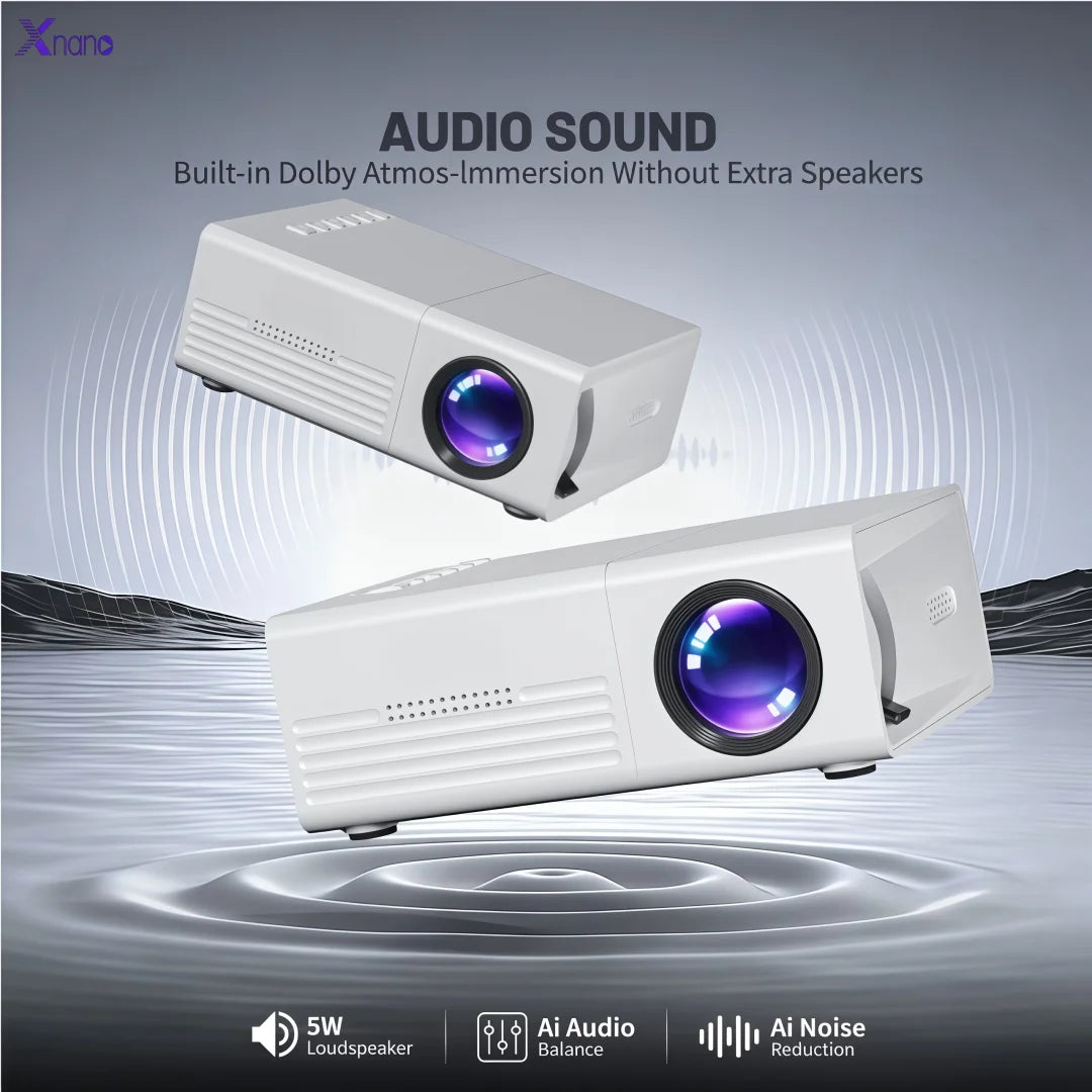 XNANO Q1 Portable Mini Projector, USB Wired Connection, AI Noise Reduction, 100-Inch Screen, Manual Focus, Keystone Correction, Low Latency, HD Home Theater, Gaming, Outdoor Movie Projector for the Bedroom, Travel, and Campin