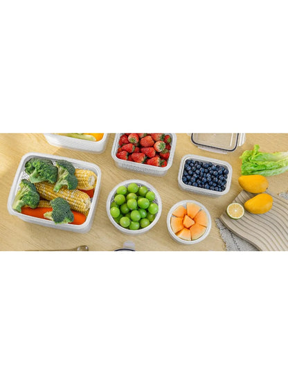 6-Piece Refrigerator Food Storage Container Set with Drain Basket – Sealed Fruit & Vegetable Boxes