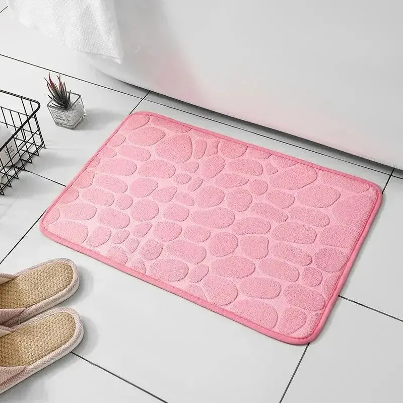 Memory Foam Bathroom Mat – Embossed Velvet Non-Slip Floor Rug for Bathroom & Living Room