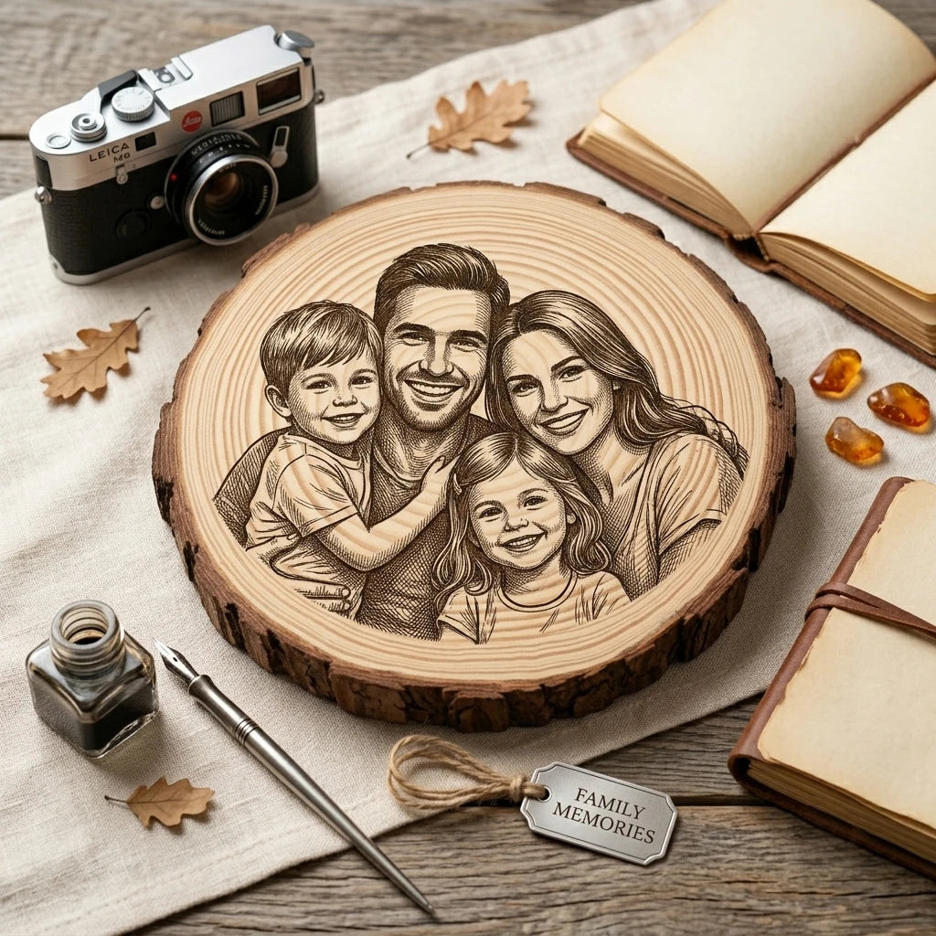 Custom Photo Round Wooden Plaques Personalized Family Portrait Gifts Unique Decorative Ornaments for Bedrooms Rooms Desks