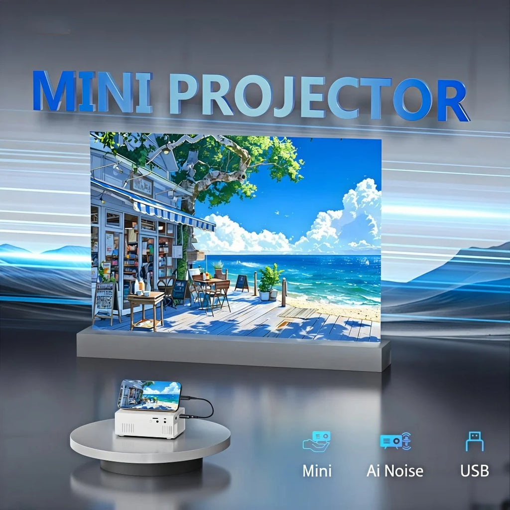 XNANO Q1 Portable Mini Projector, USB Wired Connection, AI Noise Reduction, 100-Inch Screen, Manual Focus, Keystone Correction, Low Latency, HD Home Theater, Gaming, Outdoor Movie Projector for the Bedroom, Travel, and Campin