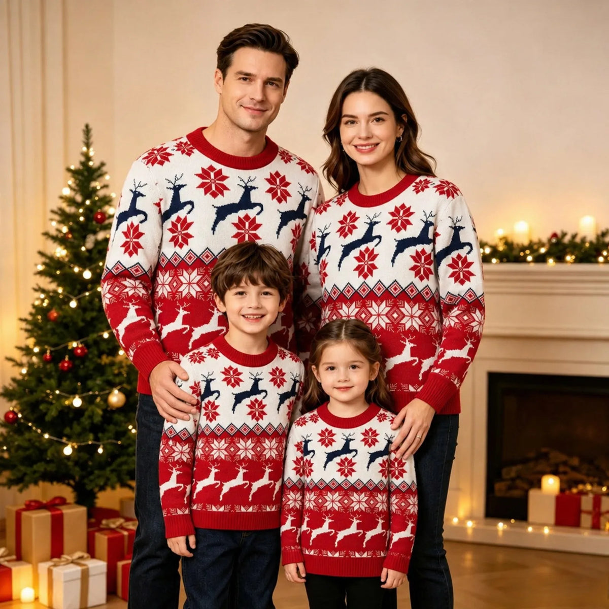 Family Matching Christmas Sweater Outfits For Women Men Kids Soft Warm Funny Knit 2026 New Merry Christmas Print Pajamas Set