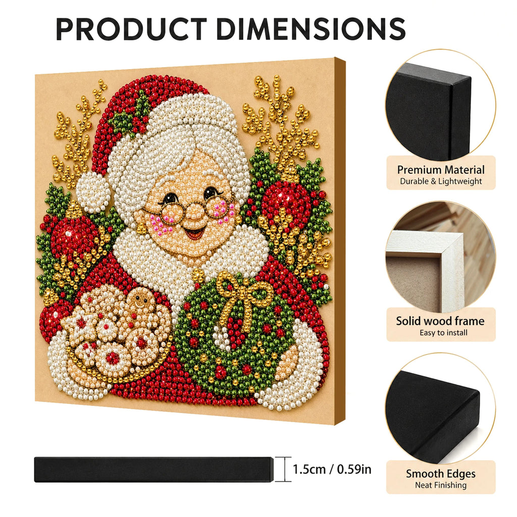 Christmas Pearl Painting DIY Kit with Frame 20x20cm Self-Adhesive Canvas 3D Bead Art Craft Adults