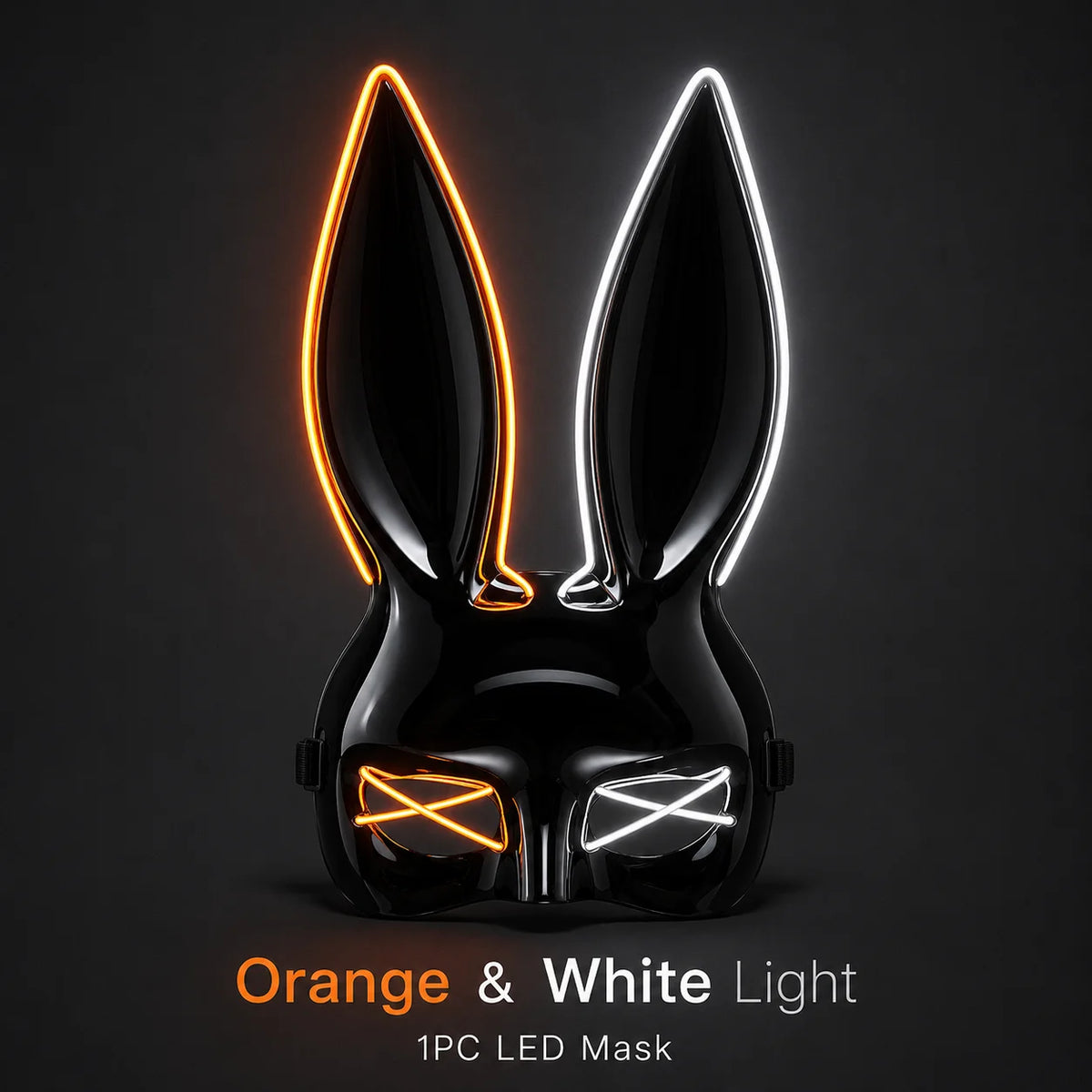 Light Up Rabbit Ear Mask, LED Bunny Mask for Party Dance Festival Halloween Costume Props