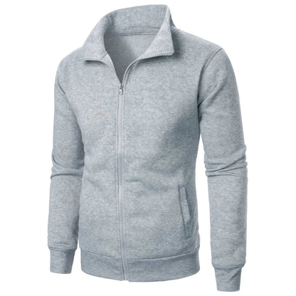 Men's casual sports zipper stand up collar jacket, men's solid color top