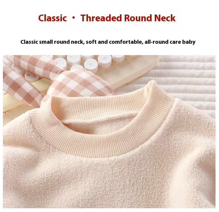 2Pcs/set children's winter warm pajamas padded thickened round neck long sleeve long pants boys girls home clothing winter pajam