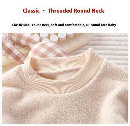 2Pcs/set children's winter warm pajamas padded thickened round neck long sleeve long pants boys girls home clothing winter pajam