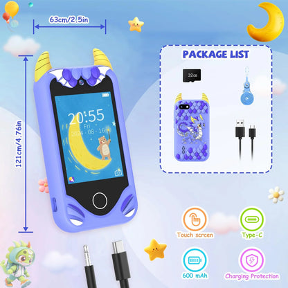 New Kids Smart Phone Children Toy Mini Smart Phone Toys 28 Games Dual Camera Music Video Player Boys Girls Birthday Gifts