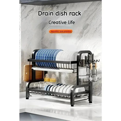 Kitchen Dish Storage Rack – Countertop Plate & Tableware Organizer Shelf for Cabinets