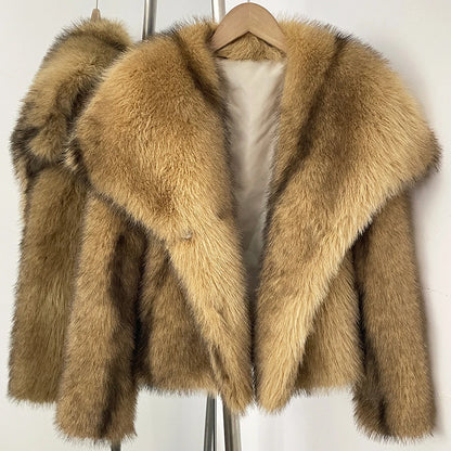 Womens Faux Fur Coat Cropped Soft Plush Artificial Short Fur Coat Holiday Party Elegant Winter Fashion Outerwear Coats for Women