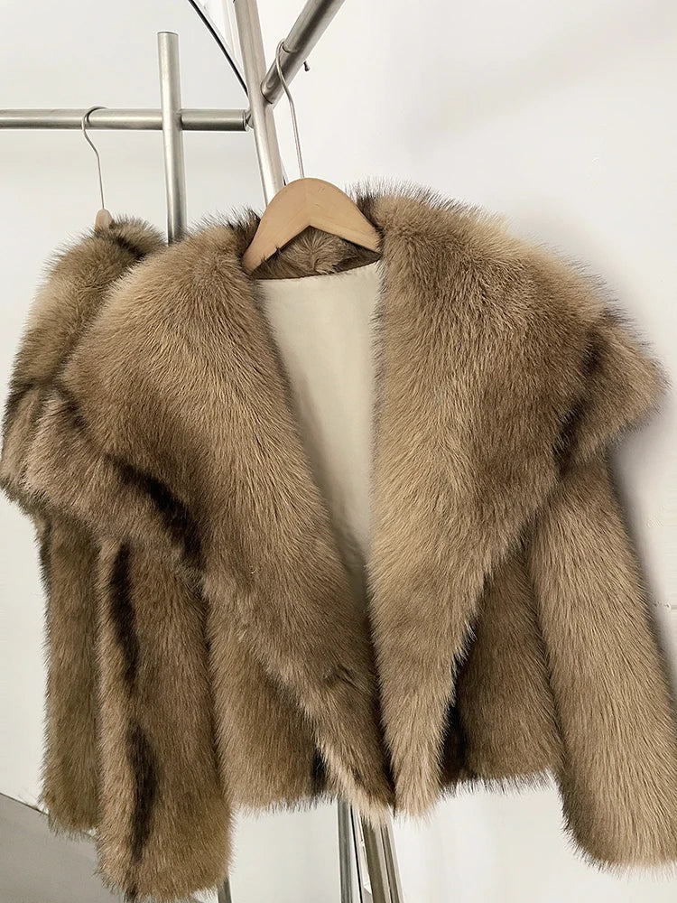 Womens Faux Fur Coat Cropped Soft Plush Artificial Short Fur Coat Holiday Party Elegant Winter Fashion Outerwear Coats for Women