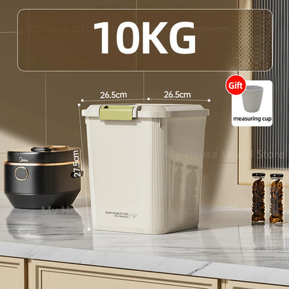 10kg Rice Storage Container with Airtight Lid – Grain Dispenser for Rice, Cereal & Pet Food