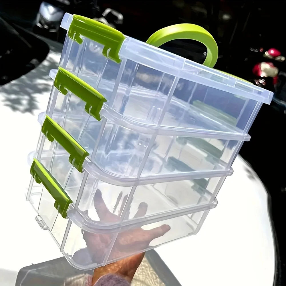 4-Tier Transparent Storage Box with Partitioned Drawers – Plastic Organizer for Tools, Crafts & Small Items