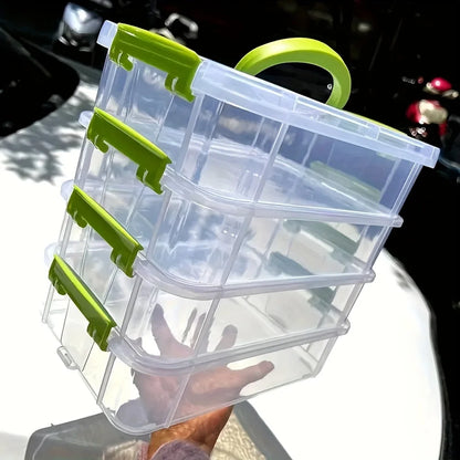 4-Tier Transparent Storage Box with Partitioned Drawers – Plastic Organizer for Tools, Crafts & Small Items