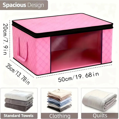 6-Piece Large Foldable Storage Box Set with Zipper & Window – Clothing, Bedding & Blanket Organizer