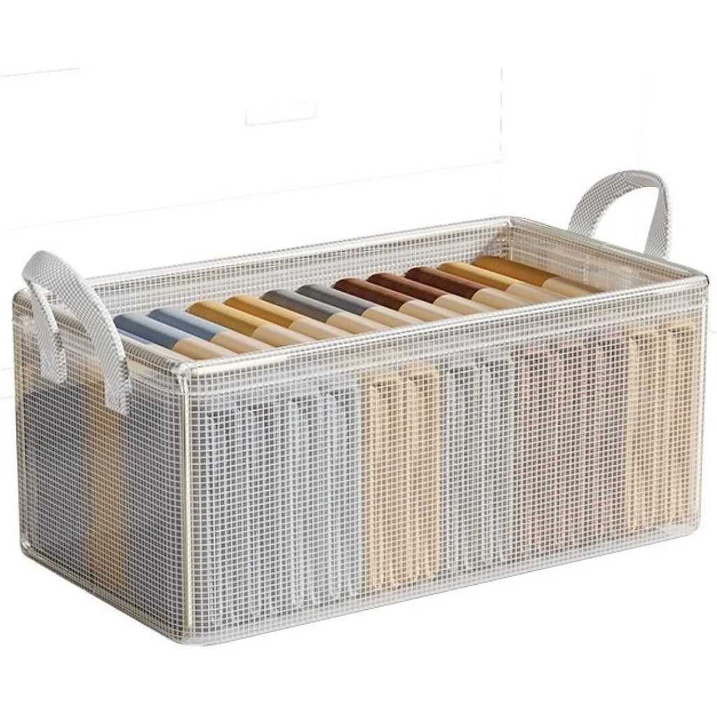 1 Pc Solid Steel Frame Transparent PVC Storage Box Waterproof Underwear Basket Suitable for Home Dormitory Daily Use