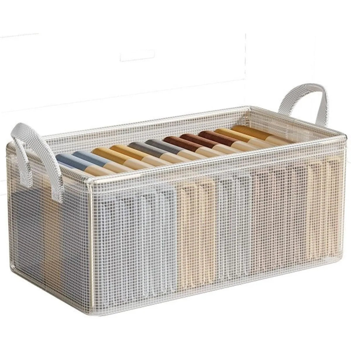 1 Pc Solid Steel Frame Transparent PVC Storage Box Waterproof Underwear Basket Suitable for Home Dormitory Daily Use