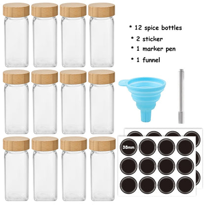 Glass Spice Jars with Bamboo Lids, 120ml