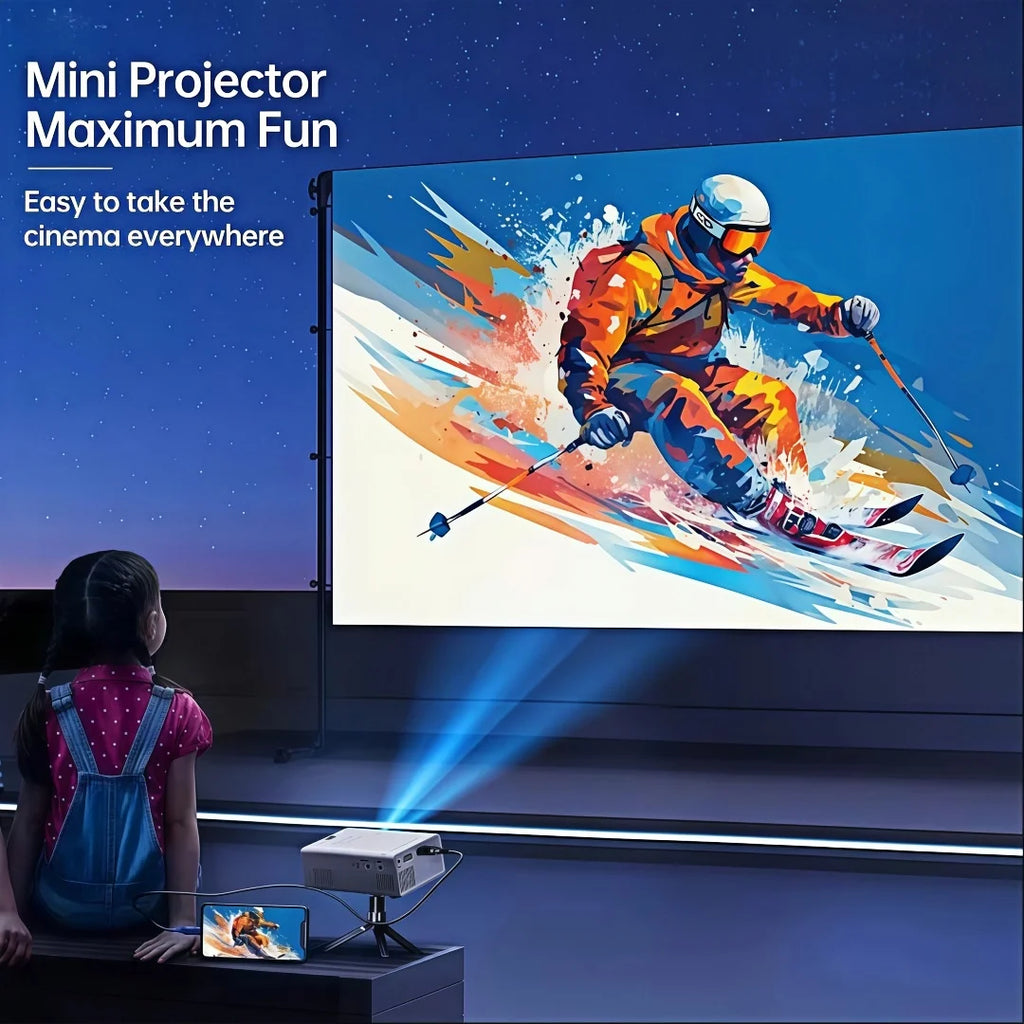 XNANO Q1 Portable Mini Projector, USB Wired Connection, AI Noise Reduction, 100-Inch Screen, Manual Focus, Keystone Correction, Low Latency, HD Home Theater, Gaming, Outdoor Movie Projector for the Bedroom, Travel, and Campin