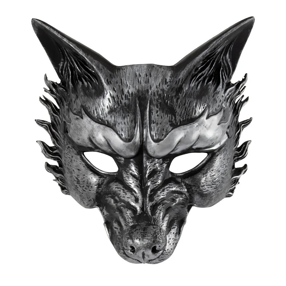 Creative Wolf Halloween Mask Half Face Foam Masquerade Mask Dress Up Props Animal Cosplay Mask Carnival
