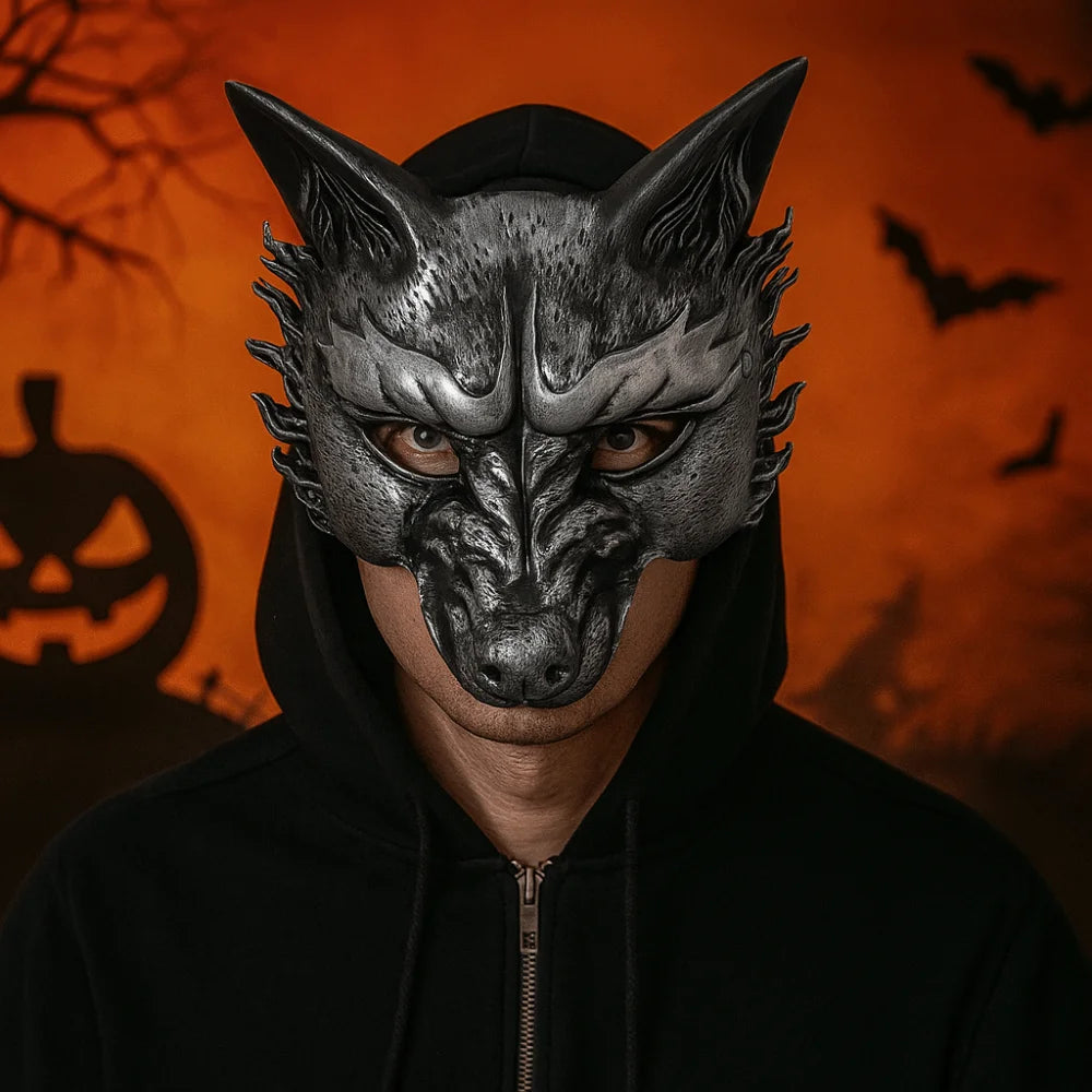 Creative Wolf Halloween Mask Half Face Foam Masquerade Mask Dress Up Props Animal Cosplay Mask Carnival