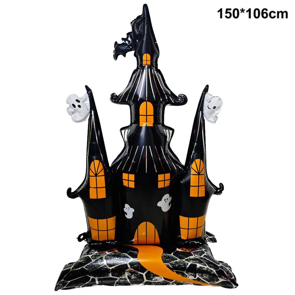 Halloween Standing Pumpkin Balloons Inflatable Pumpkin Aluminum Foil Balloon Halloween Indoor Outdoor Party Decorations Supplies