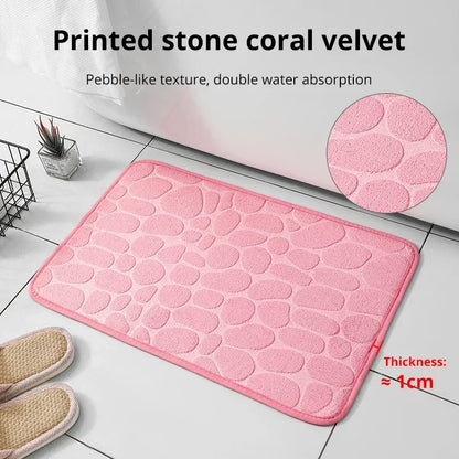 Memory Foam Bathroom Mat – Embossed Velvet Non-Slip Floor Rug for Bathroom & Living Room