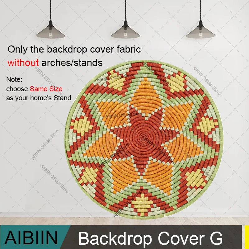 Traditional Ethiopian Basket Pattern Round Backdrop Cover Floral Wedding Birthday Party Decor Portrait Photography Background