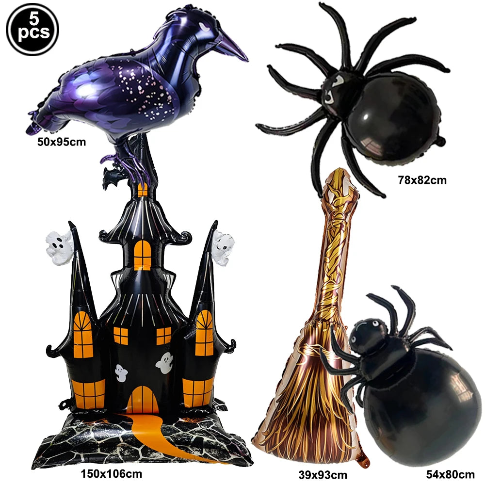 Halloween Standing Pumpkin Balloons Inflatable Pumpkin Aluminum Foil Balloon Halloween Indoor Outdoor Party Decorations Supplies