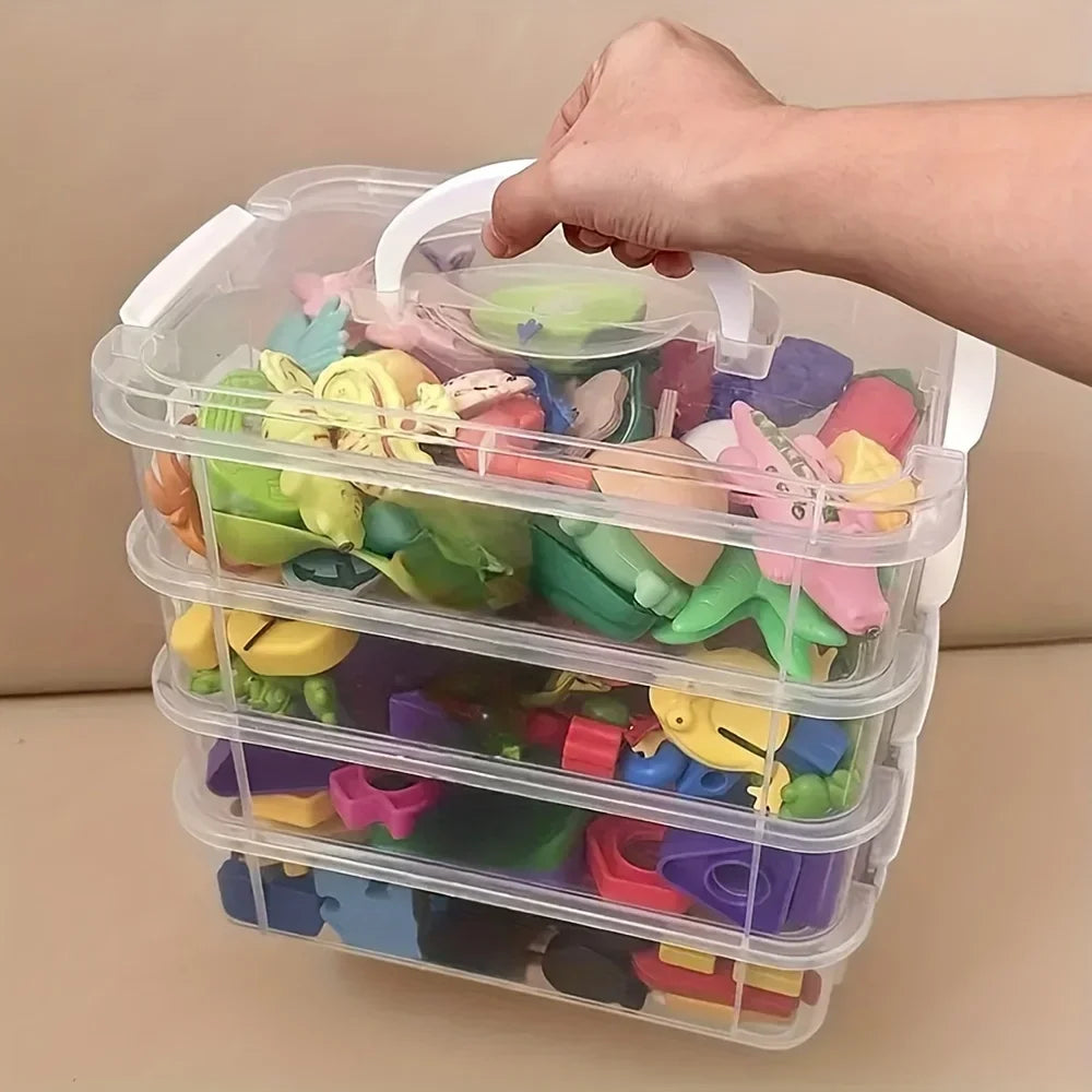 4-Tier Transparent Storage Box with Partitioned Drawers – Plastic Organizer for Tools, Crafts & Small Items