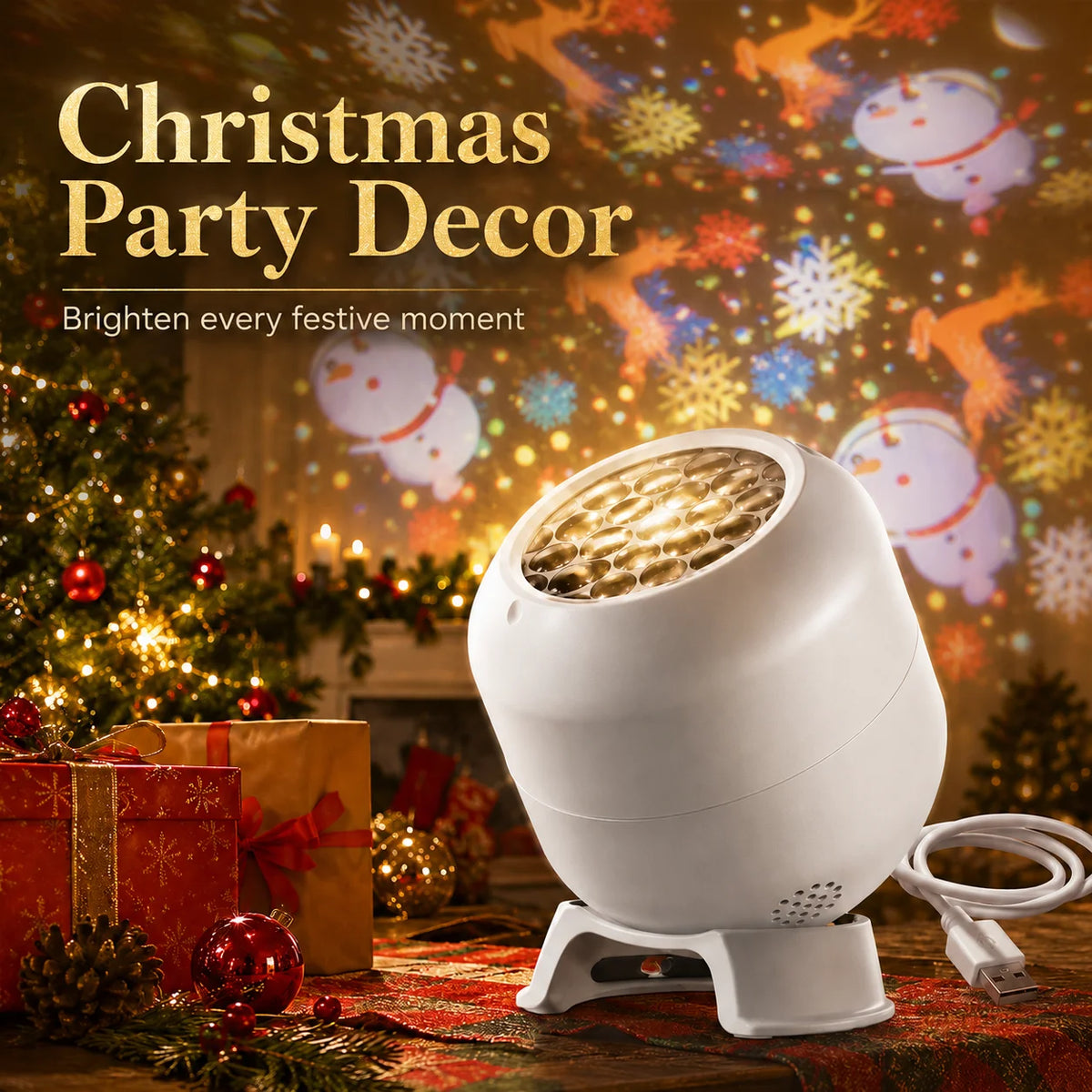 360° Rotating Starry Ocean Projection Night Light Dynamic Projector Decorative Lamp Ocean-Themed Projection Light Festival Gift