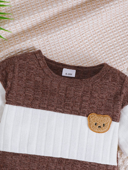 Newborn Baby Boy Set Cartoon Cute Little Bear Jumpsuit and Shorts 2-Piece Set for Cute Baby Boys Aged 0-18 Months in Summer