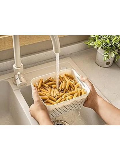 6-Piece Refrigerator Food Storage Container Set with Drain Basket – Sealed Fruit & Vegetable Boxes