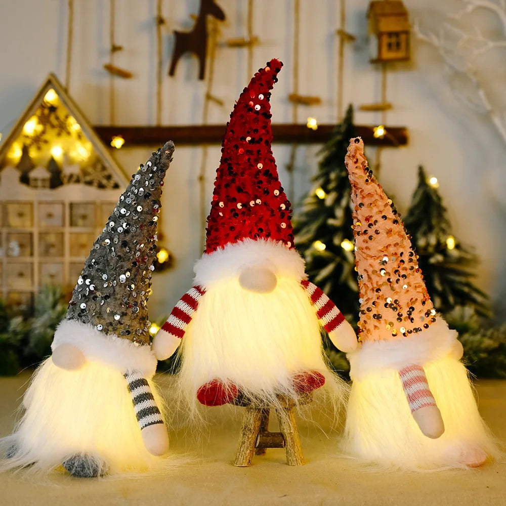 Glowing Gnome Christmas Faceless Doll 30cm Tree Decorations 2026 Night Light Xmas Gift Navidad 2027 New Year Home Decor