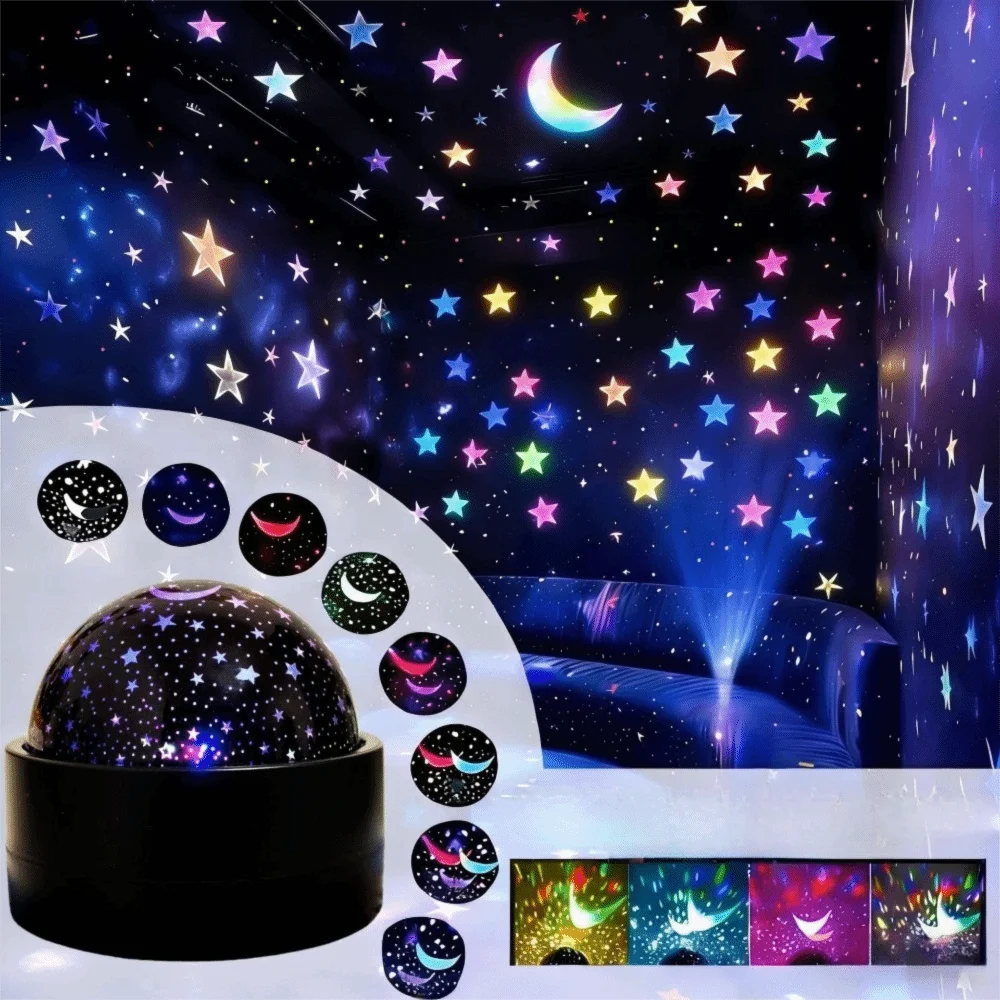 Color-changing Moon Galaxy Projector Light USB Plug-and-Play Christmas Tree RGB Projector Lamp Mini Flashing Light Effect
