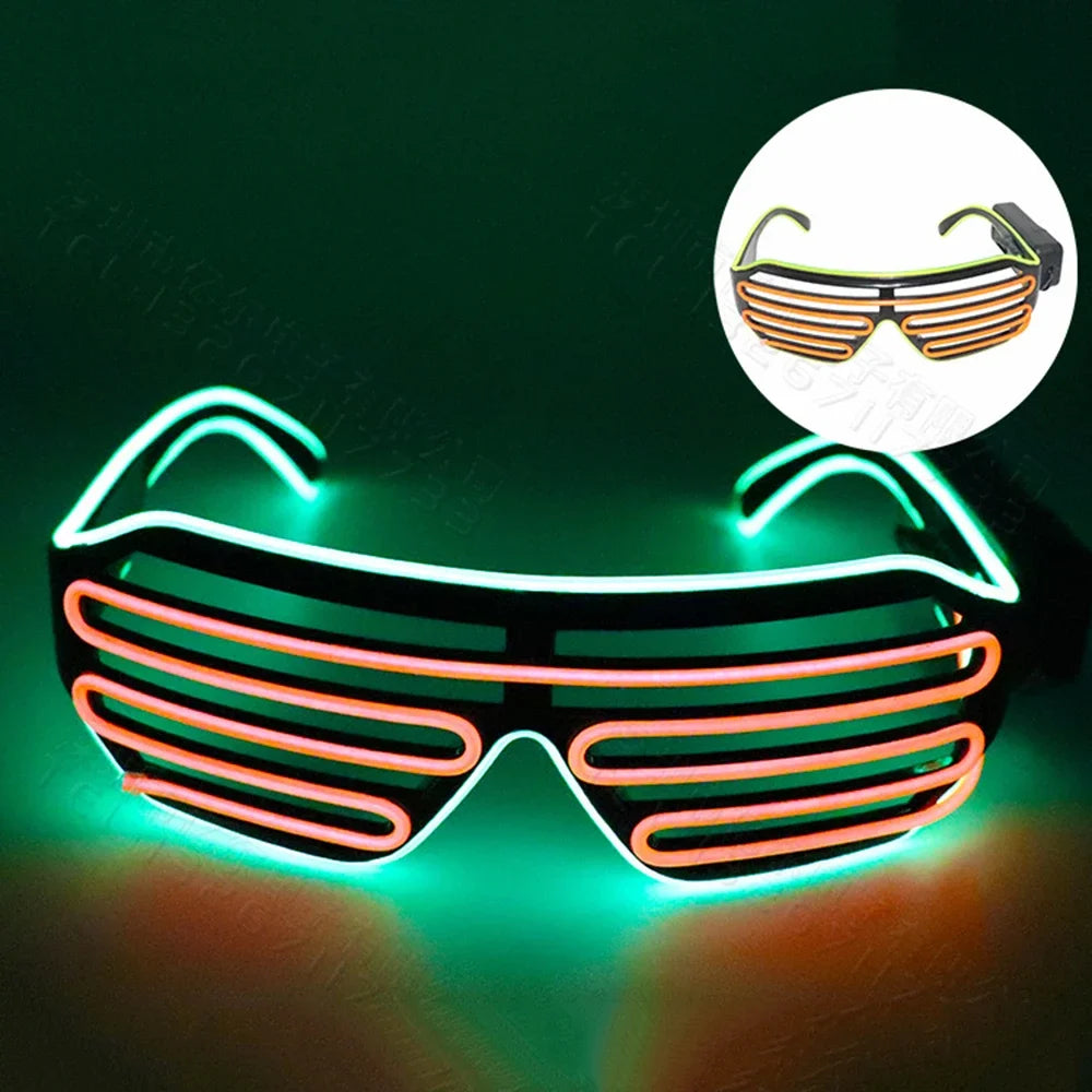 LED Wireless Glow-in-the-dark Glasses, Neon Twinkling Sunglasses, Suitable for Halloween, Christmas, Carnival Party