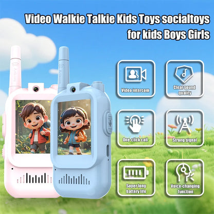 AIRITON Children's Video Walkie Talkies 2 Pack Rechargeable 2-inch High-definition Screen Voice Changer For Kids Gift Boys Girls